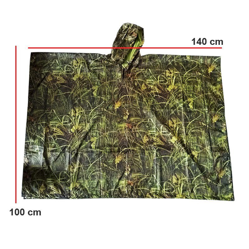 Impermeable Capucha Capa Poncho Camuflado Adultos Protección Lluvia