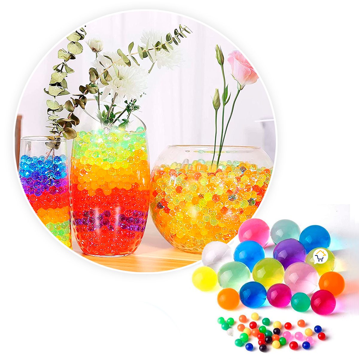 Perlas Hidrogel X2400 Bolas Decoración Agua Multicolor JS2203