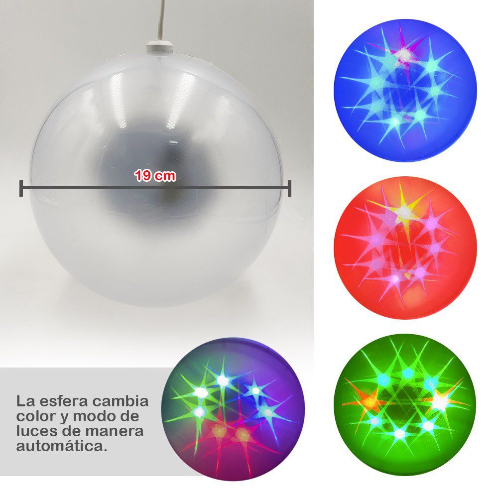 Esfera Luminosa LED Cambio Luces Bola Navidad Discoteca RF 088