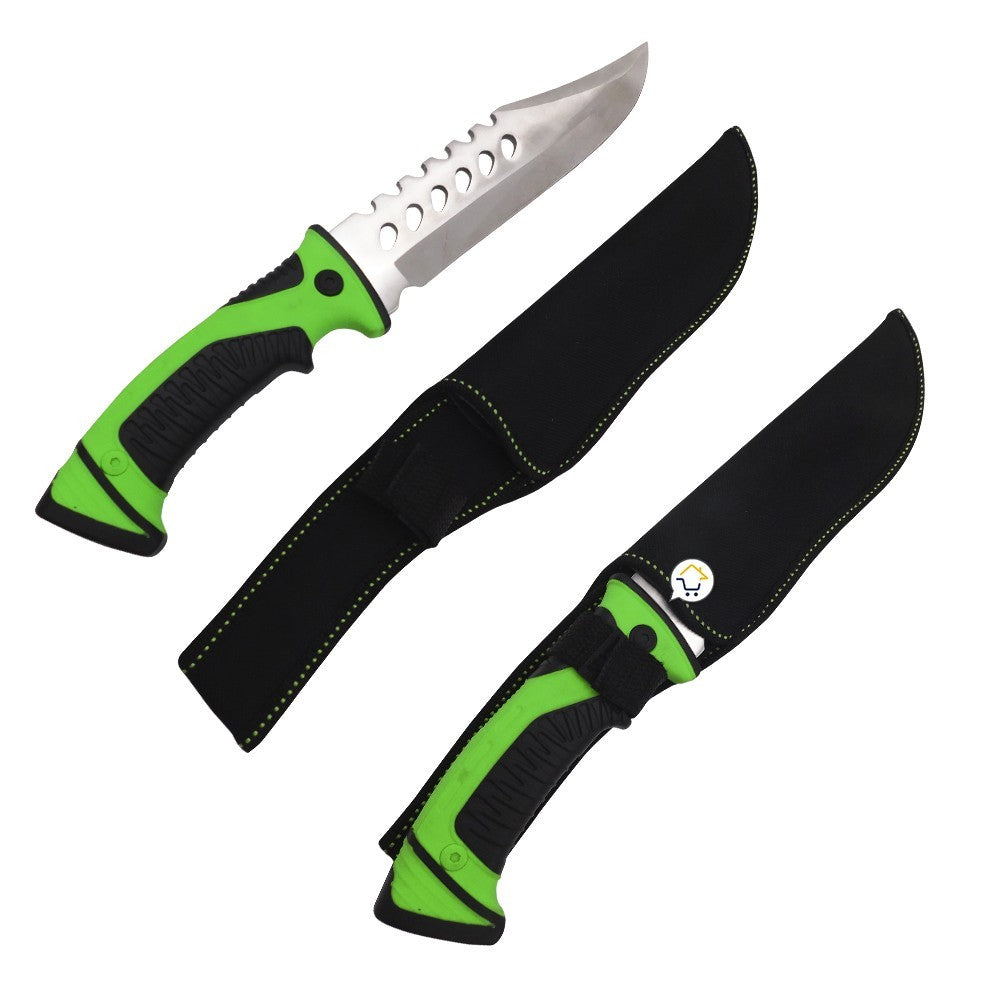 Cuchillo Táctico Acero Inoxidable Camping Supervivencia + Estuche RF 0779