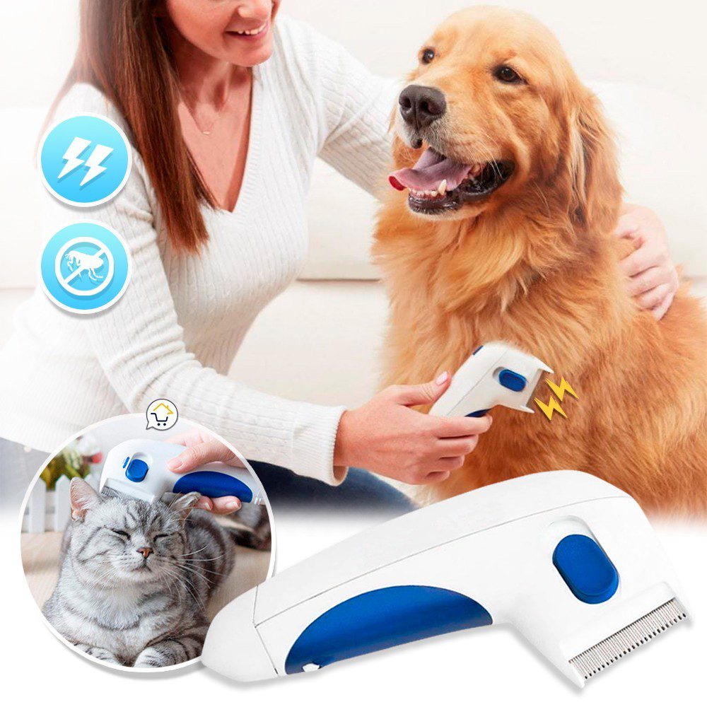 Peine Eléctrico Mata Pulgas Cepillo Antipulgas Mascotas HE019