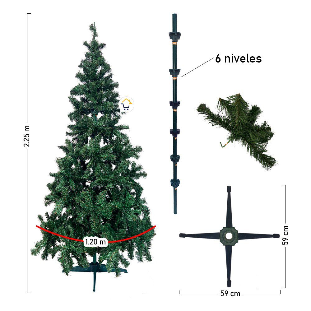 Árbol Navidad Pomposo Tupido 2.25m 680 Ramas Fexton225