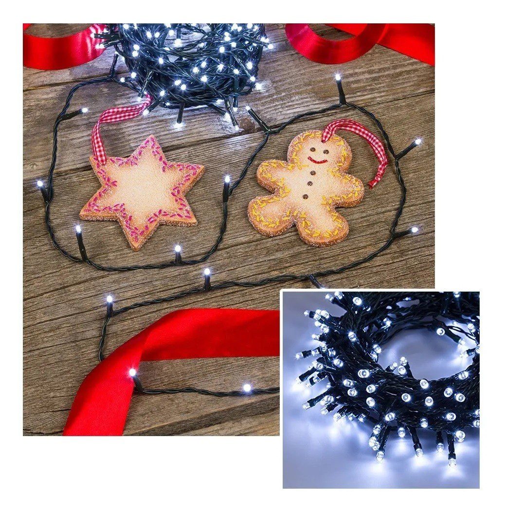 Extensión Luz LED Lineal 200 Luces 14m Cable Verde Blanco 1451