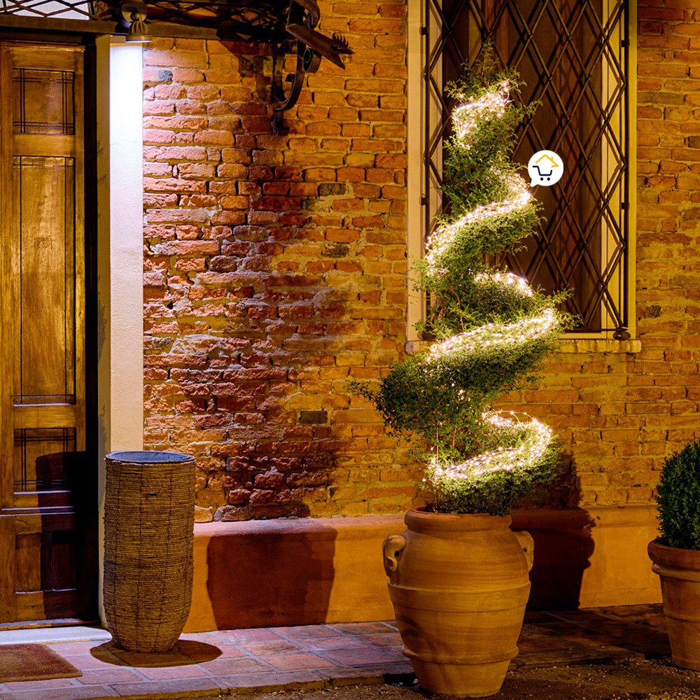 Luz Línea Cascada Micro LED Para Árbol 400 Luces 200 cm Blanca Navidad 1581V
