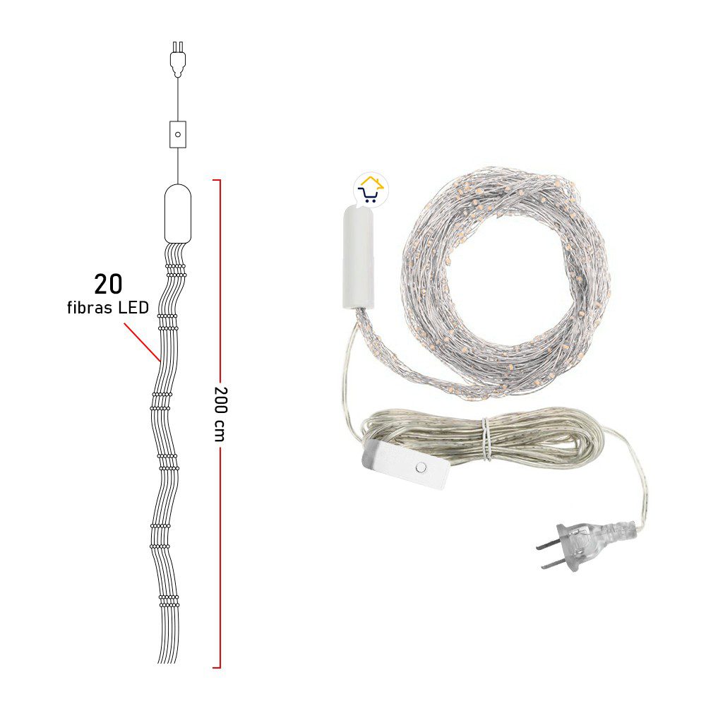 Luz Línea Cascada Micro LED Para Árbol 400 Luces 200 cm Blanca Navidad 1581V