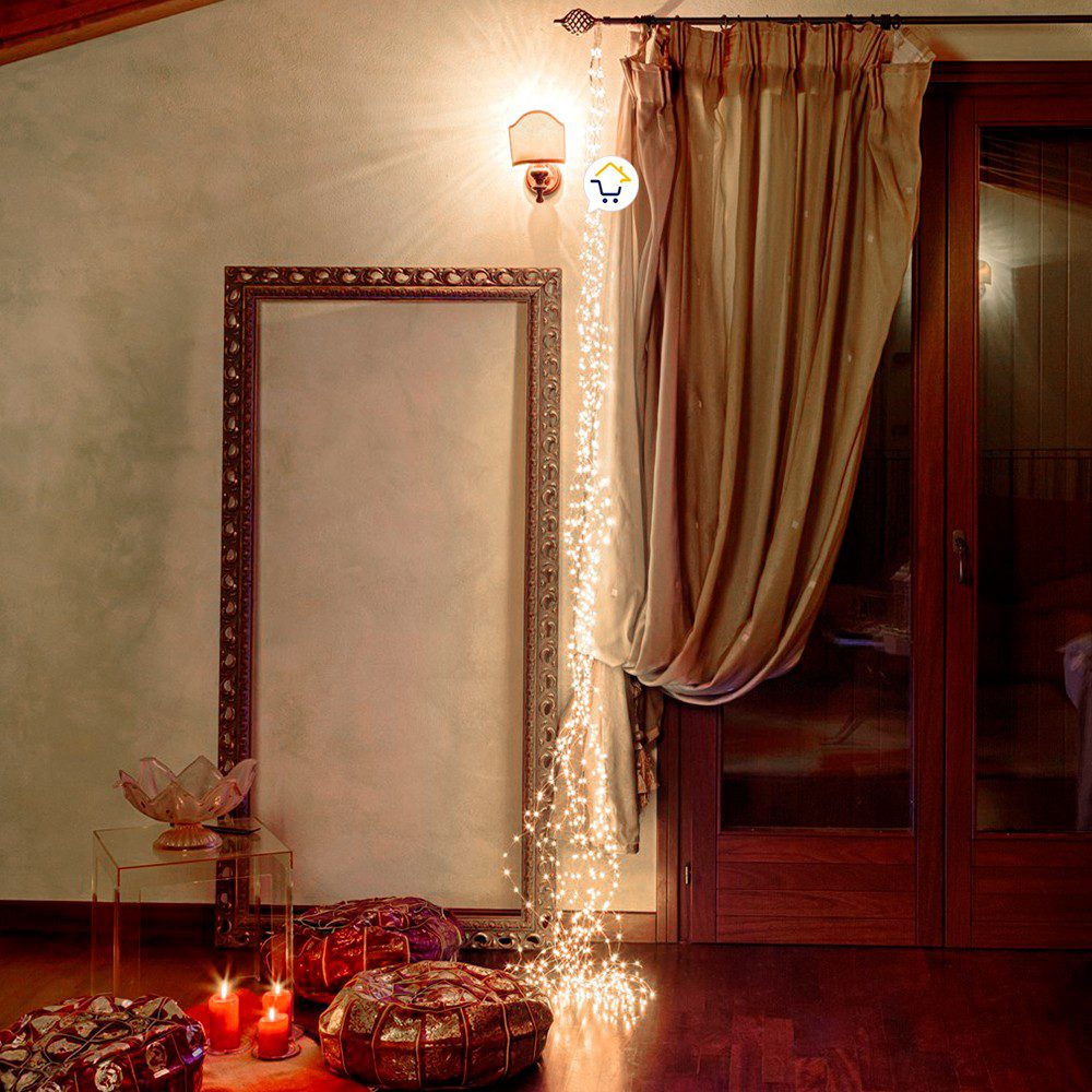 Luz Línea Cascada Micro LED Para Árbol 400 Luces 200 cm Blanca Navidad 1581V