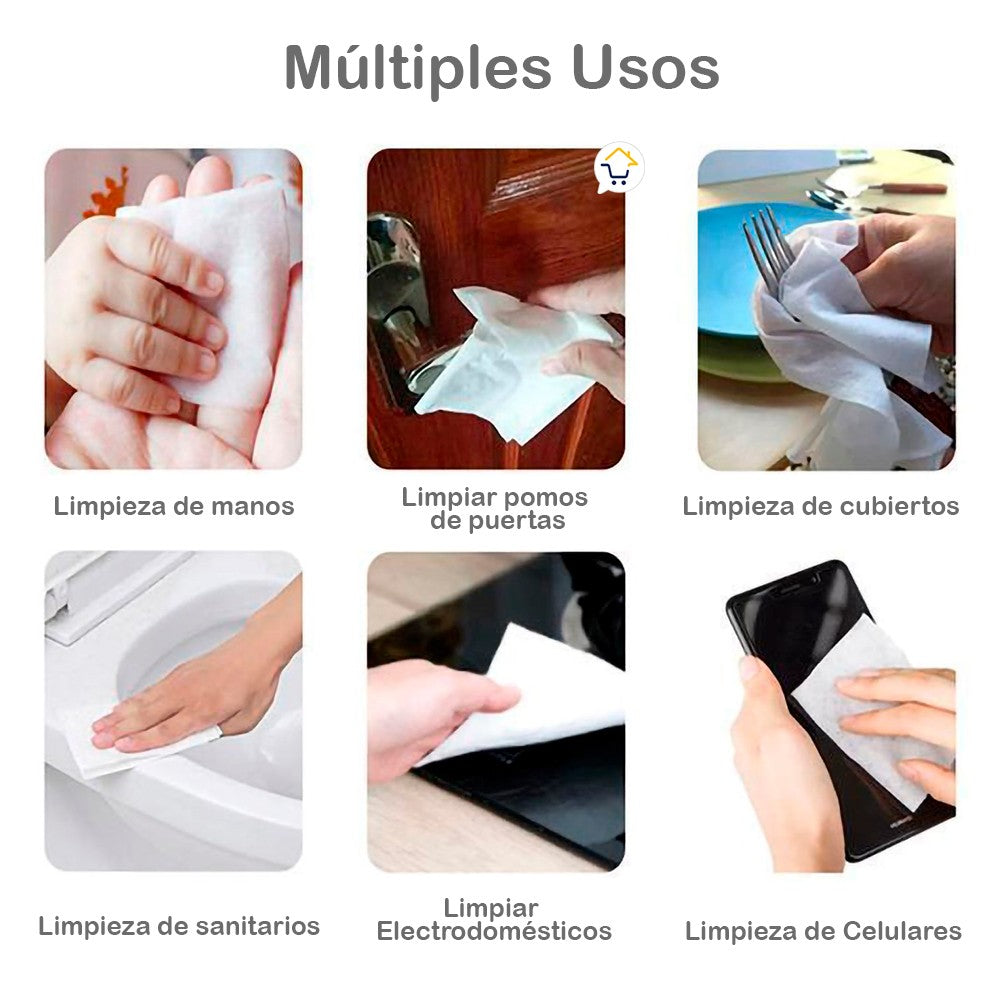 Toallas Húmedas X60 Pañitos Desinfectantes Sin Alcohol HD871