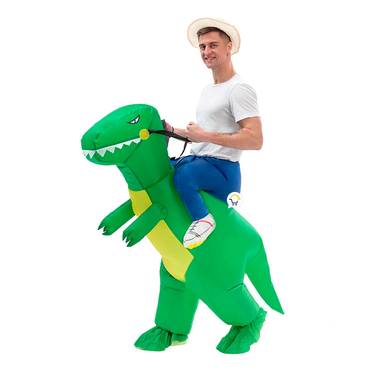 Disfraz De Dinosaurio Verde Inflable Montable Adulto Halloween 1555