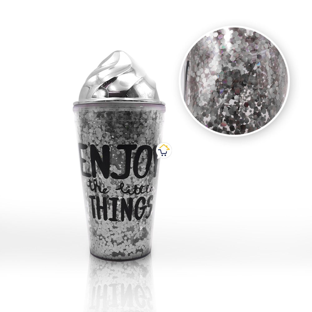 Vaso Glitter Helado Termo Metálico Mujer OE075