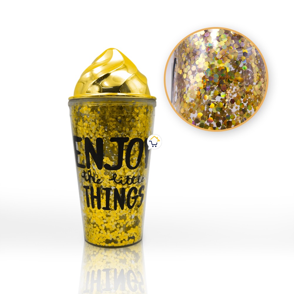Vaso Glitter Helado Termo Metálico Mujer OE075