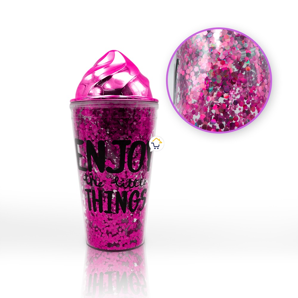 Vaso Glitter Helado Termo Metálico Mujer OE075