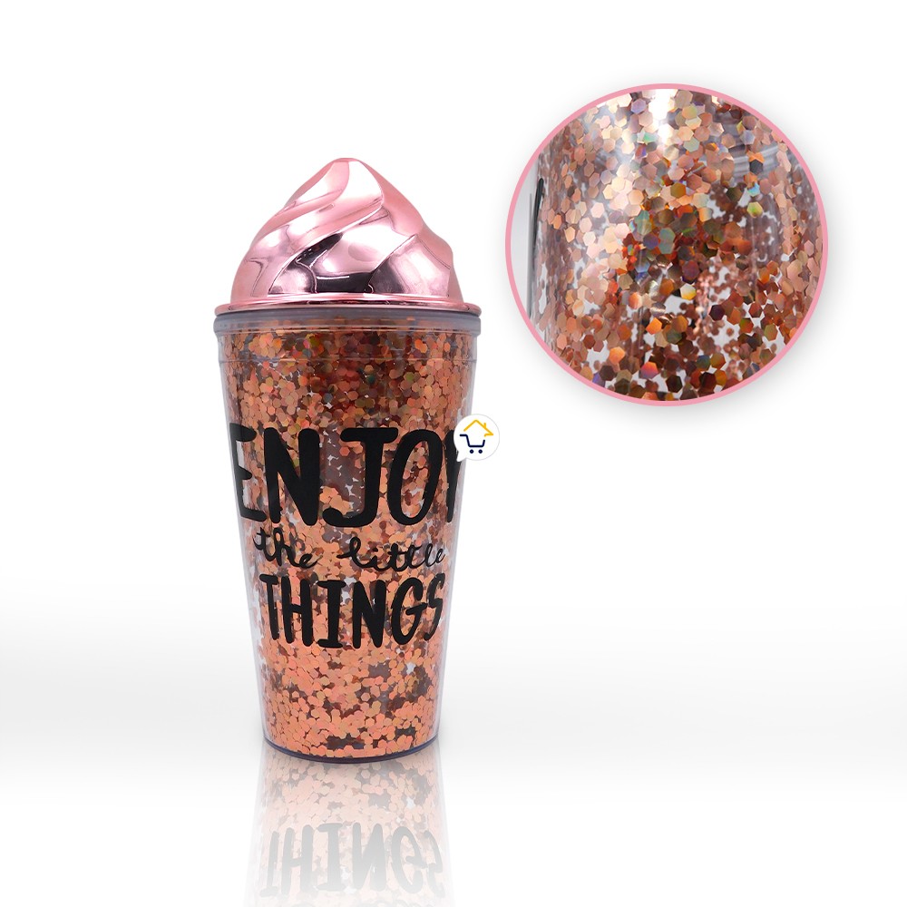 Vaso Glitter Helado Termo Metálico Mujer OE075