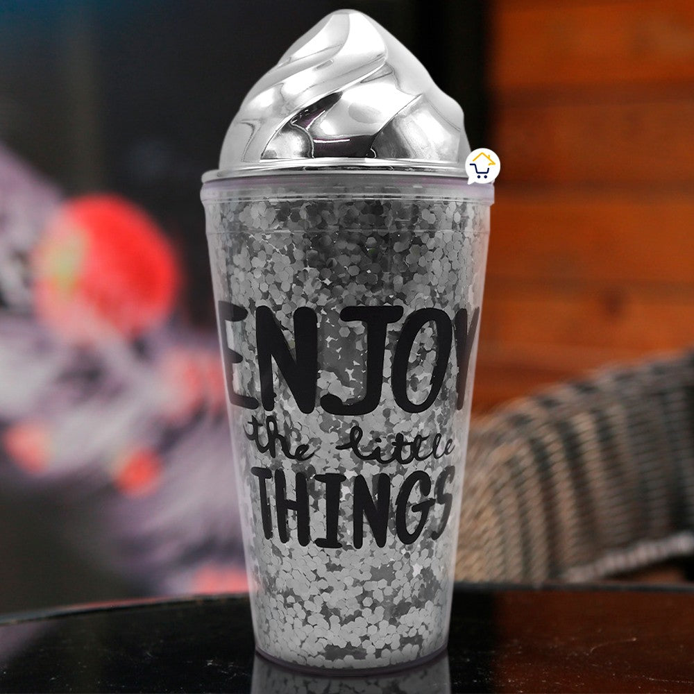 Vaso Glitter Helado Termo Metálico Mujer OE075
