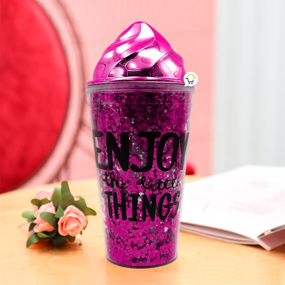 Vaso Glitter Helado Termo Metálico Mujer OE075