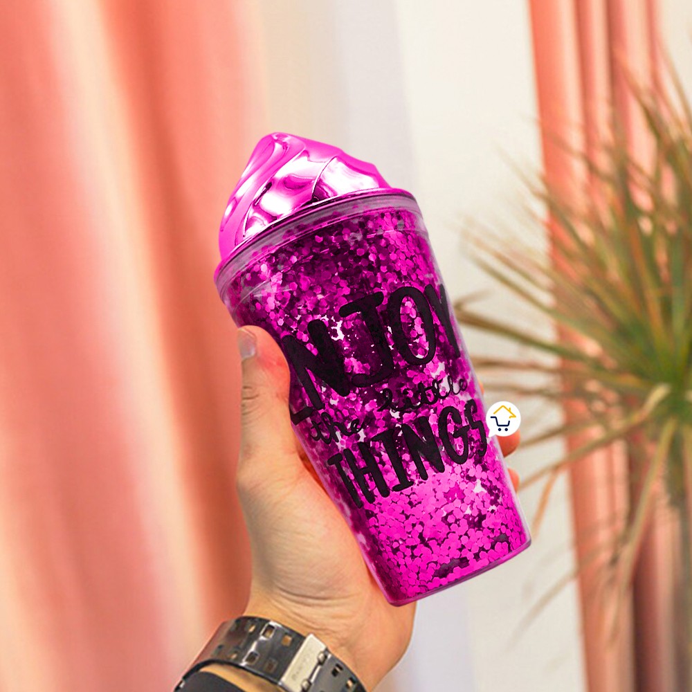 Vaso Glitter Helado Termo Metálico Mujer OE075