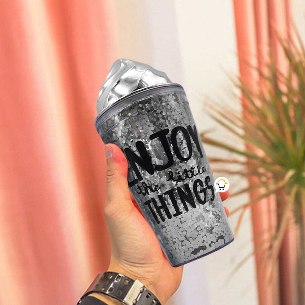 Vaso Glitter Helado Termo Metálico Mujer OE075