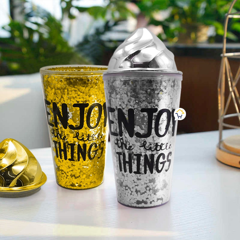 Vaso Glitter Helado Termo Metálico Mujer OE075