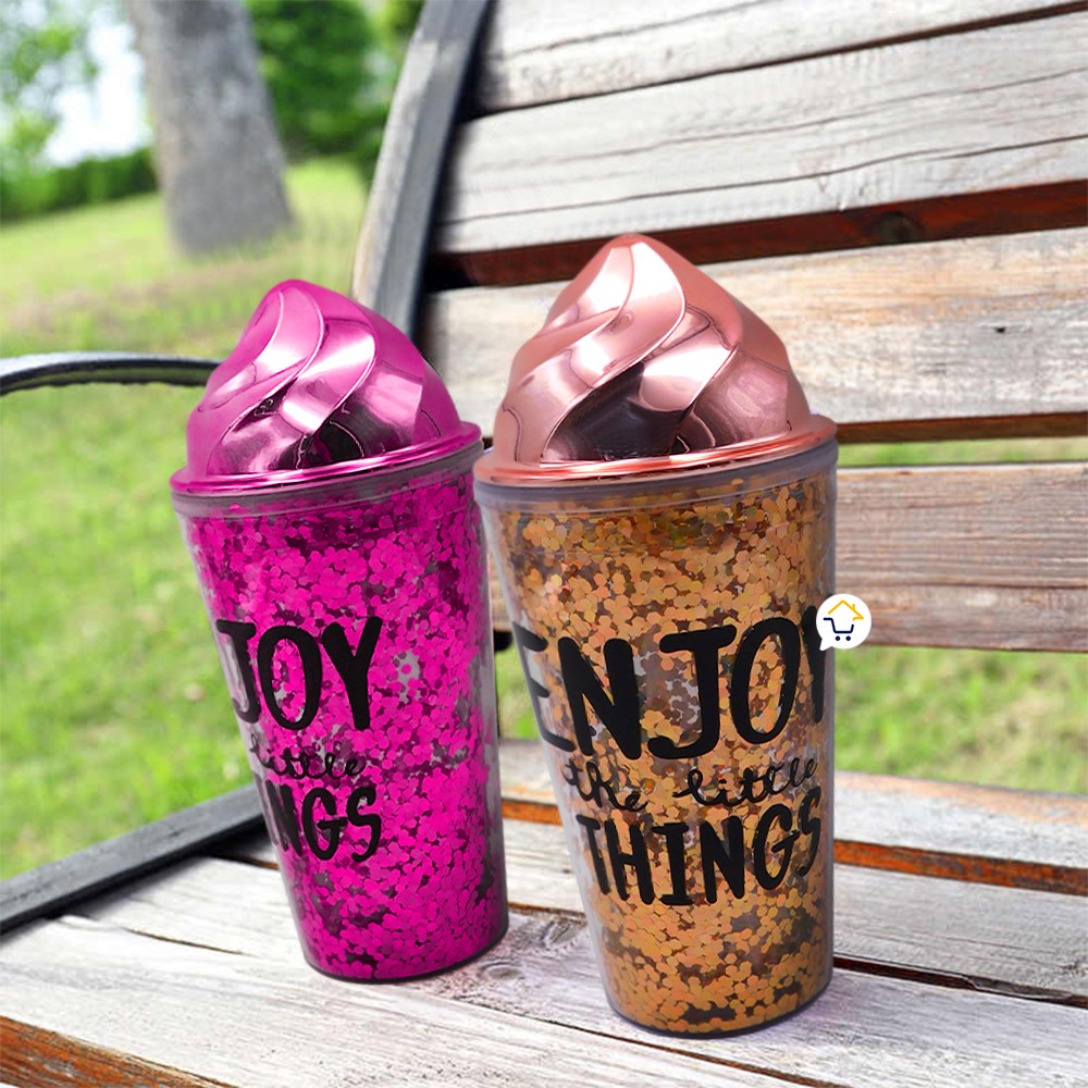 Vaso Glitter Helado Termo Metálico Mujer OE075