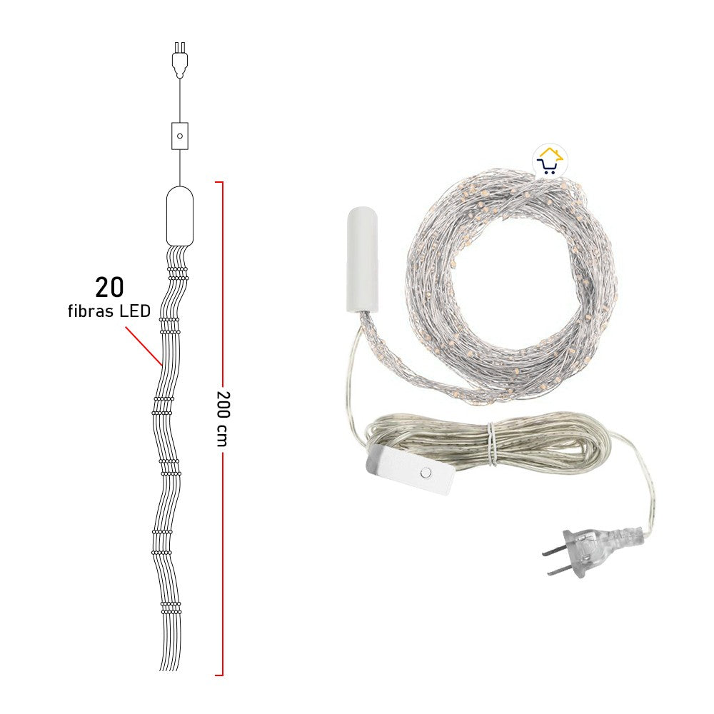 Luz Línea Cascada Micro LED Para Árbol 400 Luces 200 cm Cálida Navidad 1580V
