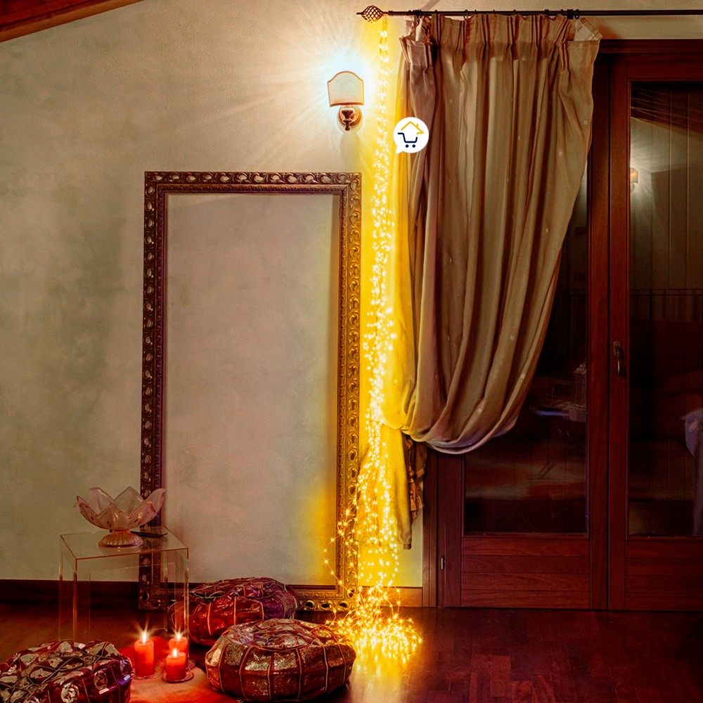 Luz Línea Cascada Micro LED Para Árbol 400 Luces 200 cm Cálida Navidad 1580V