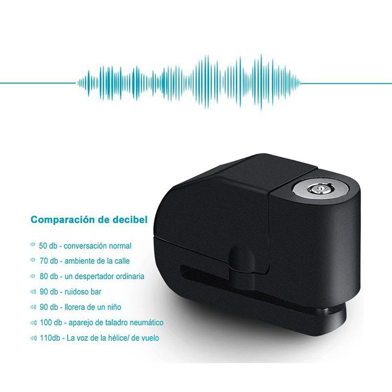Candado Freno De Disco Con Alarma 110 dB Para Moto Bicicleta RF 303