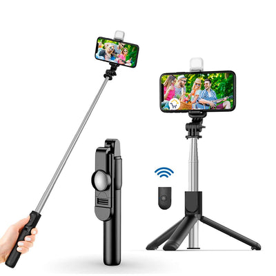 Selfie Stick Trípode Celular Luz LED Control Remoto Monopod S03S