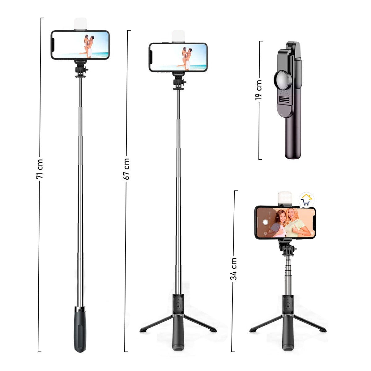 Selfie Stick Trípode Celular Luz LED Control Remoto Monopod S03S