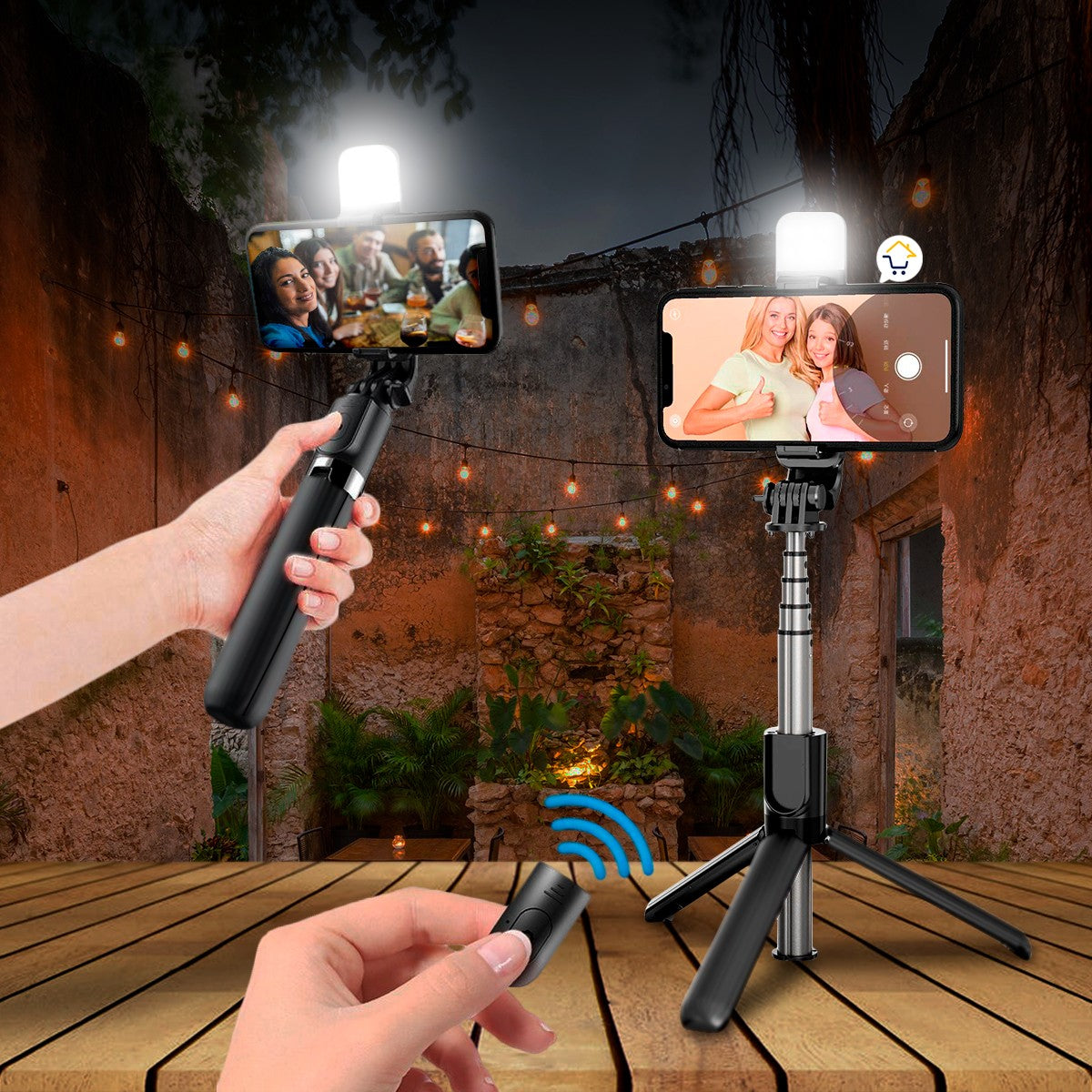 Selfie Stick Trípode Celular Luz LED Control Remoto Monopod S03S