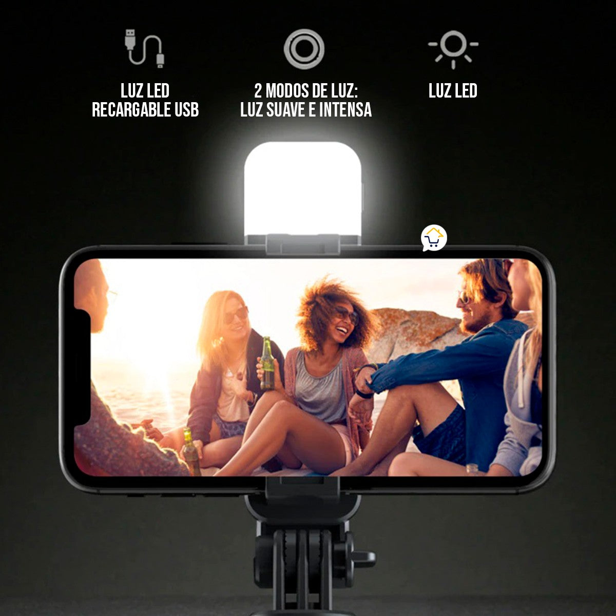 Selfie Stick Trípode Celular Luz LED Control Remoto Monopod S03S