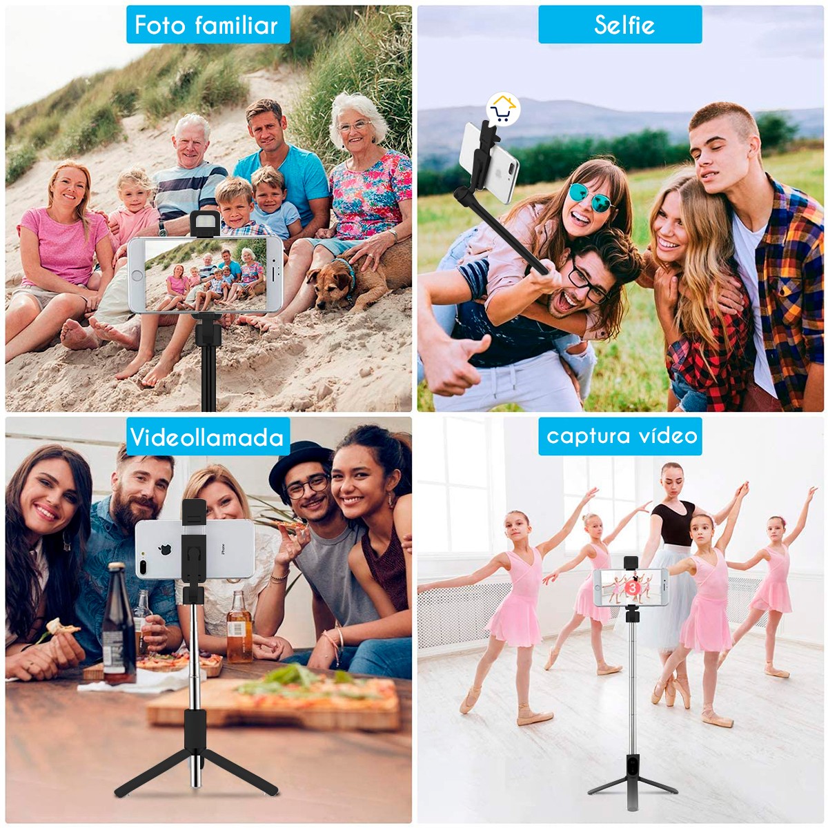 Selfie Stick Trípode Celular Luz LED Control Remoto Monopod S03S