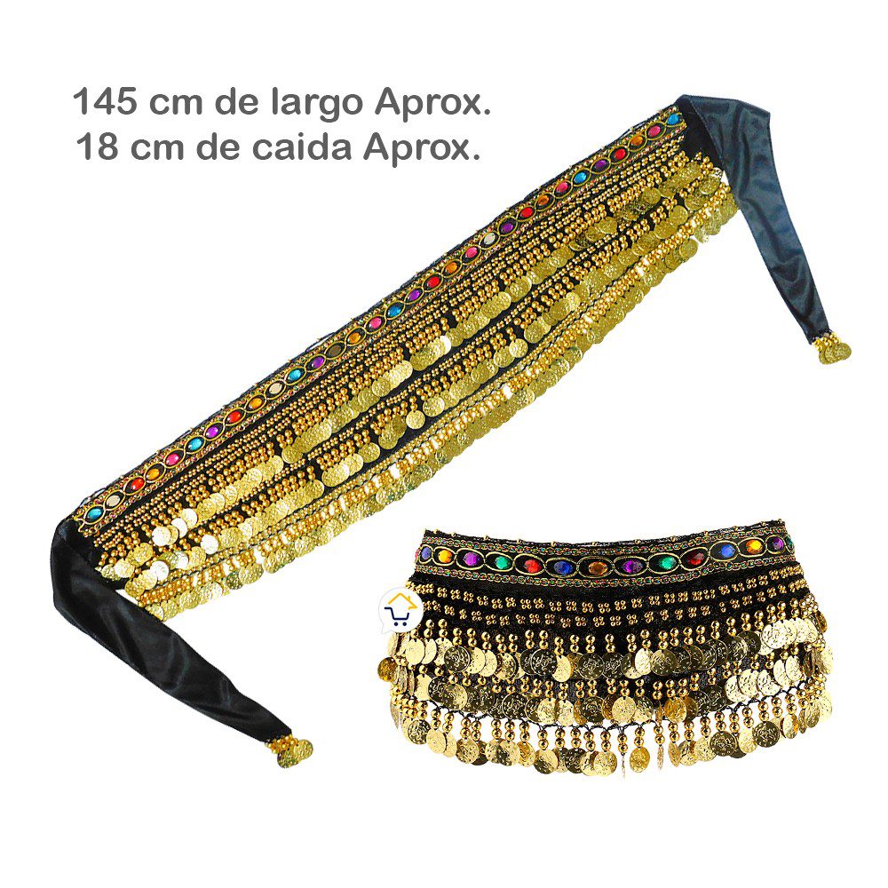 Caderin Cinturon Danza Arabe Fajin Monedas Lentejuelas Falda AF900