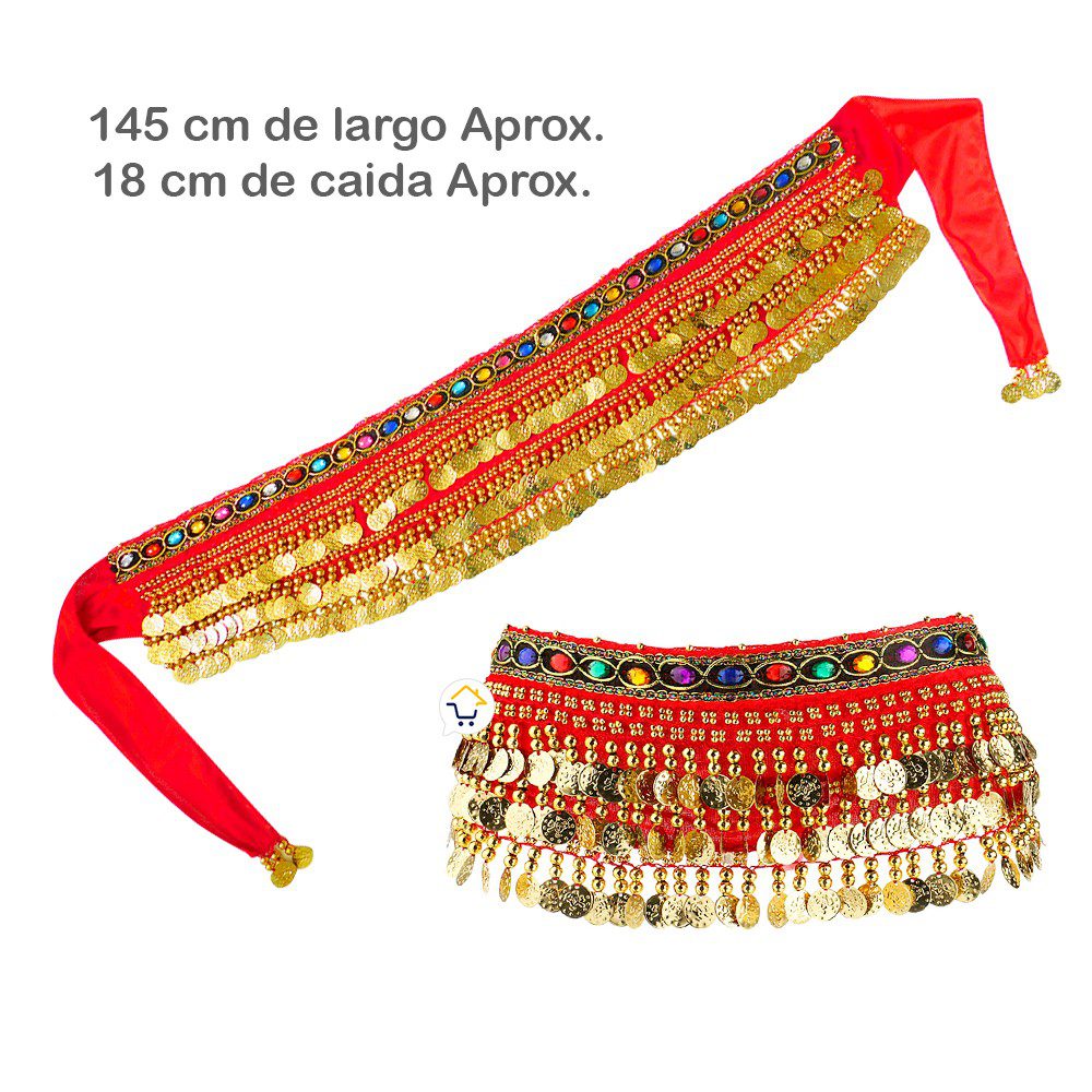 Caderin Cinturon Danza Arabe Fajin Monedas Lentejuelas Falda AF900