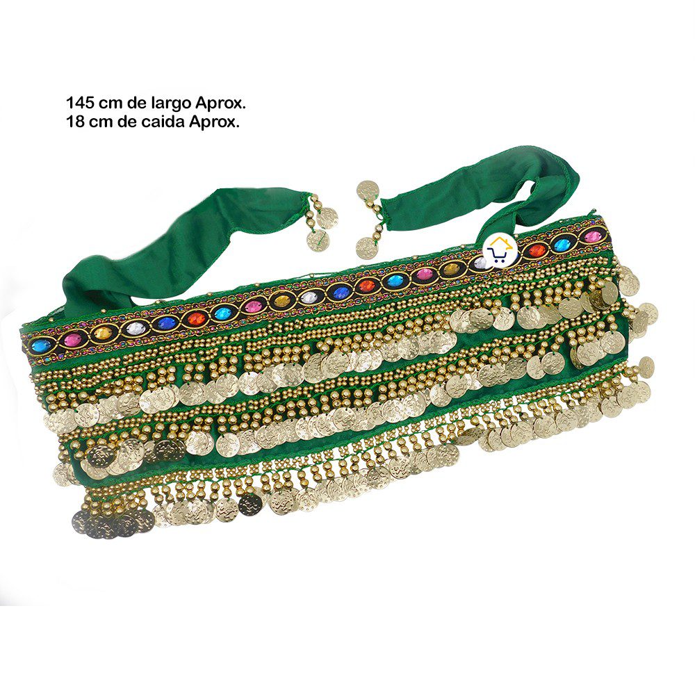 Caderin Cinturon Danza Arabe Fajin Monedas Lentejuelas Falda AF900