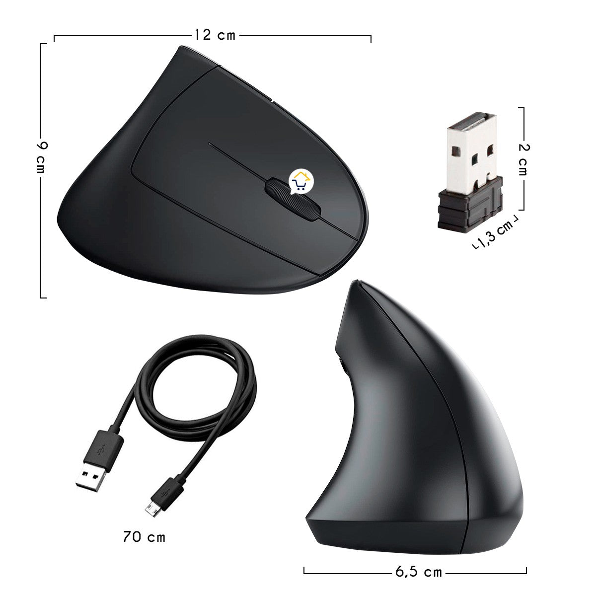 Mouse Vertical Ergonómico Inalámbrico Recargable 6 botones D05