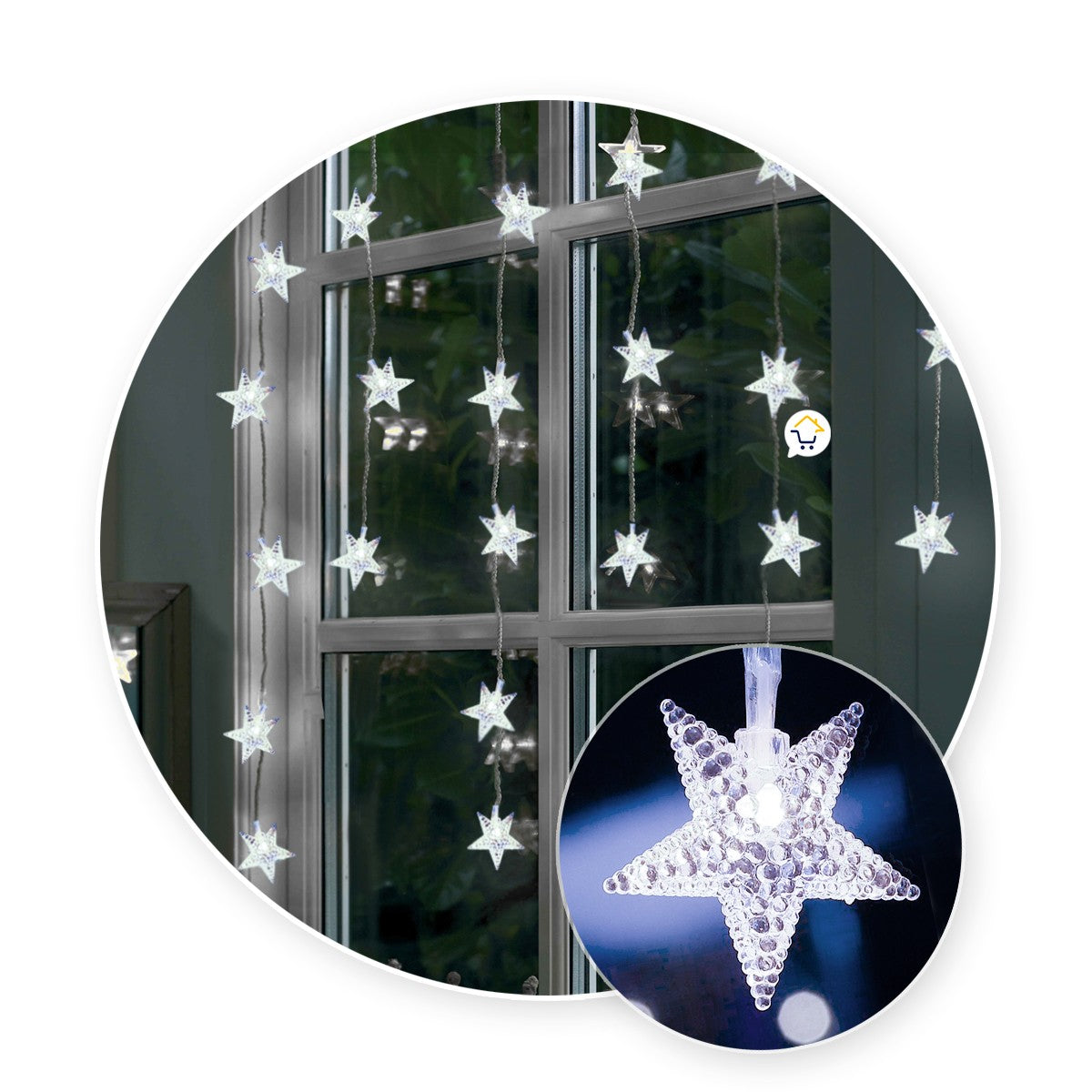 Luces Led Estrellas 3 Metros Extensión Cortina Luz Navidad Blanco ZE019B
