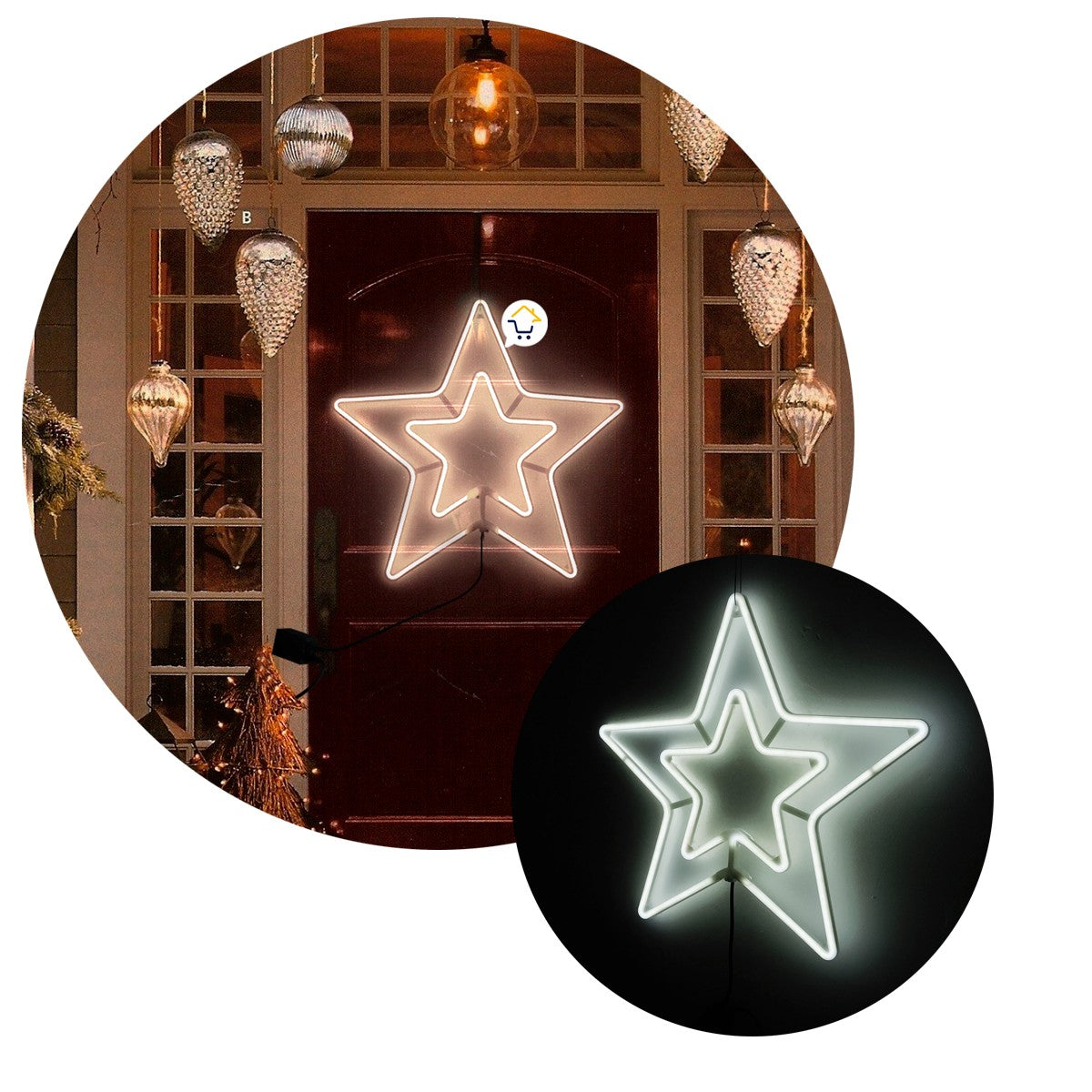 Estrella Luz Neón 5 Puntas Ventana Puerta Navidad Blanco 2202B