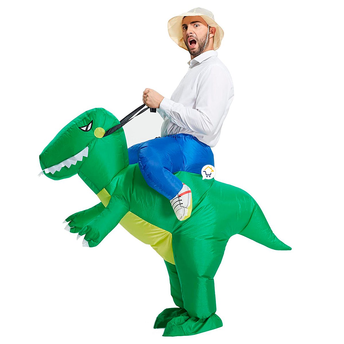 Disfraz De Dinosaurio Verde Inflable Montable Adulto Halloween 1555