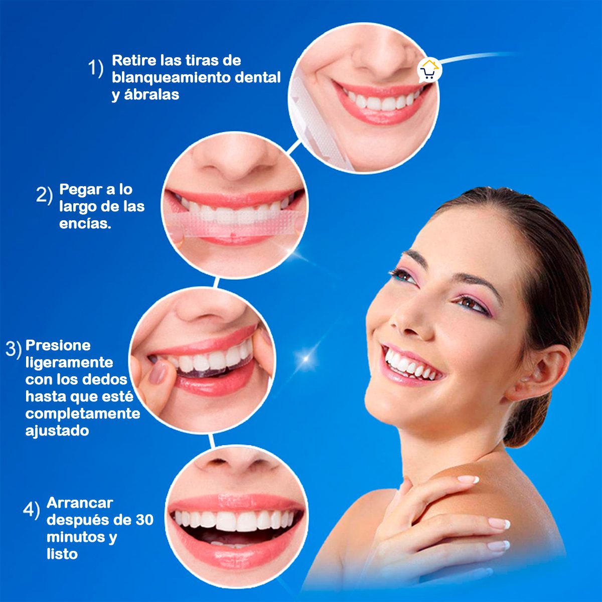Tiras blanqueadoras de dientes 7 Piezas pegatina cuidado Dental 73D