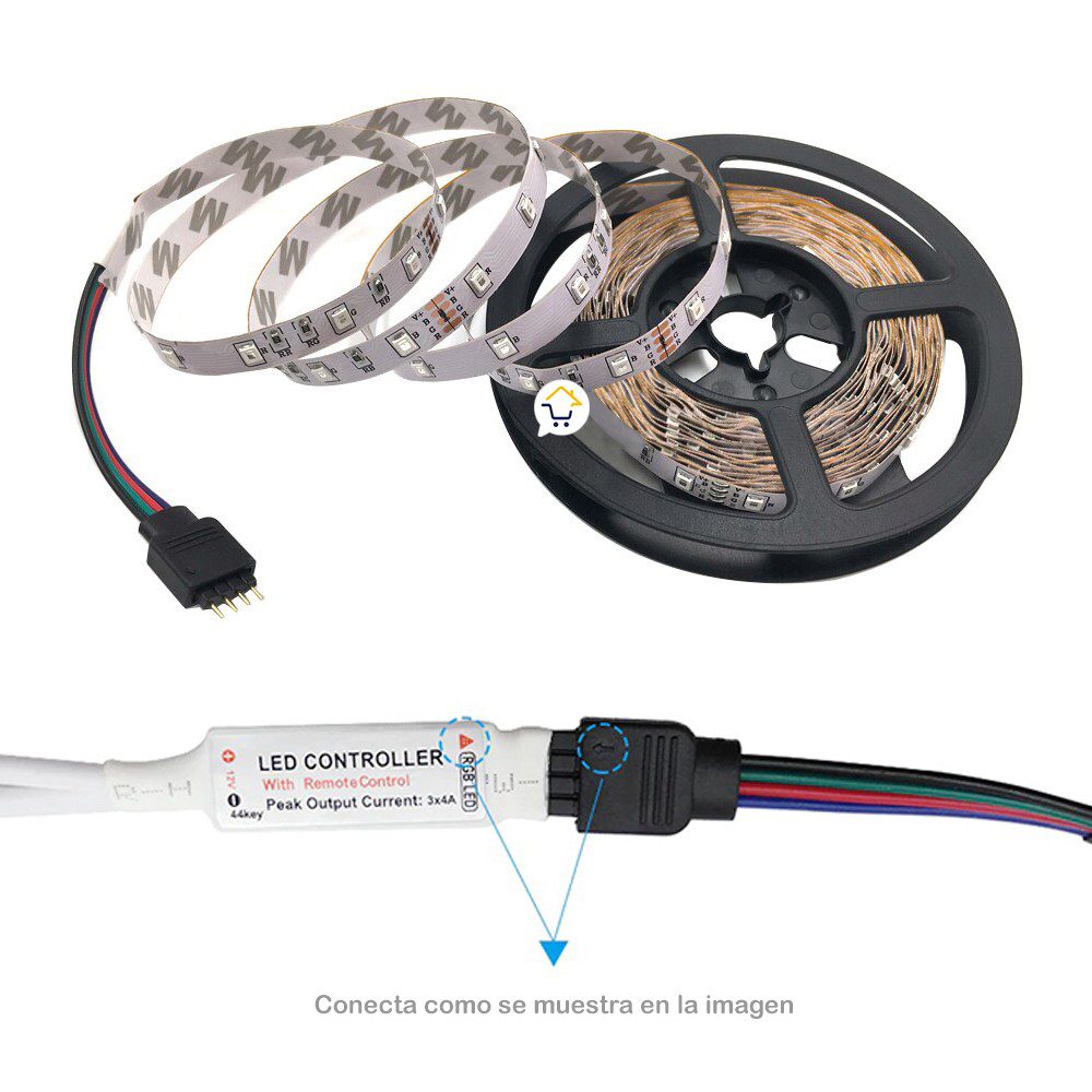 Cinta Luz Led 5 Metros RGB Multicolor Con Control Navidad SM2D605050