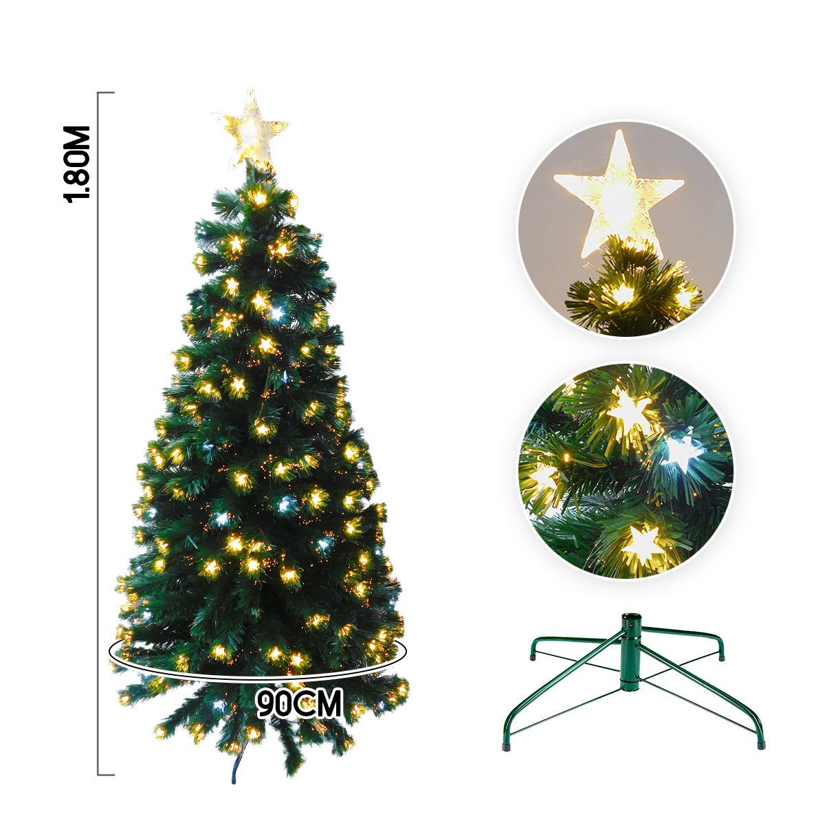 Árbol Navidad Fibra Óptica 1.80 m Estrellas Tupido 2038-180