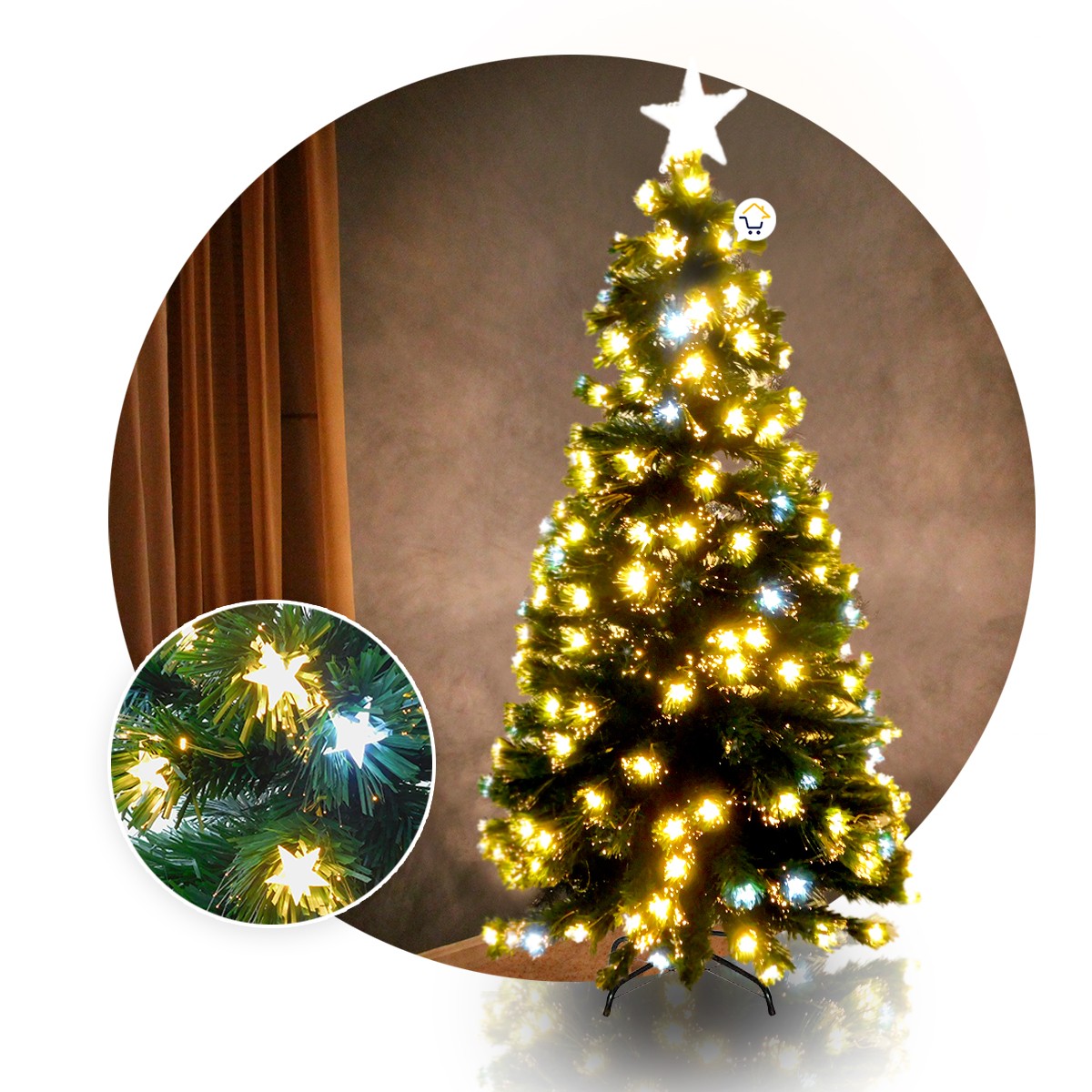 Árbol Navidad Fibra Óptica 1.80 m Estrellas Tupido 2038-180