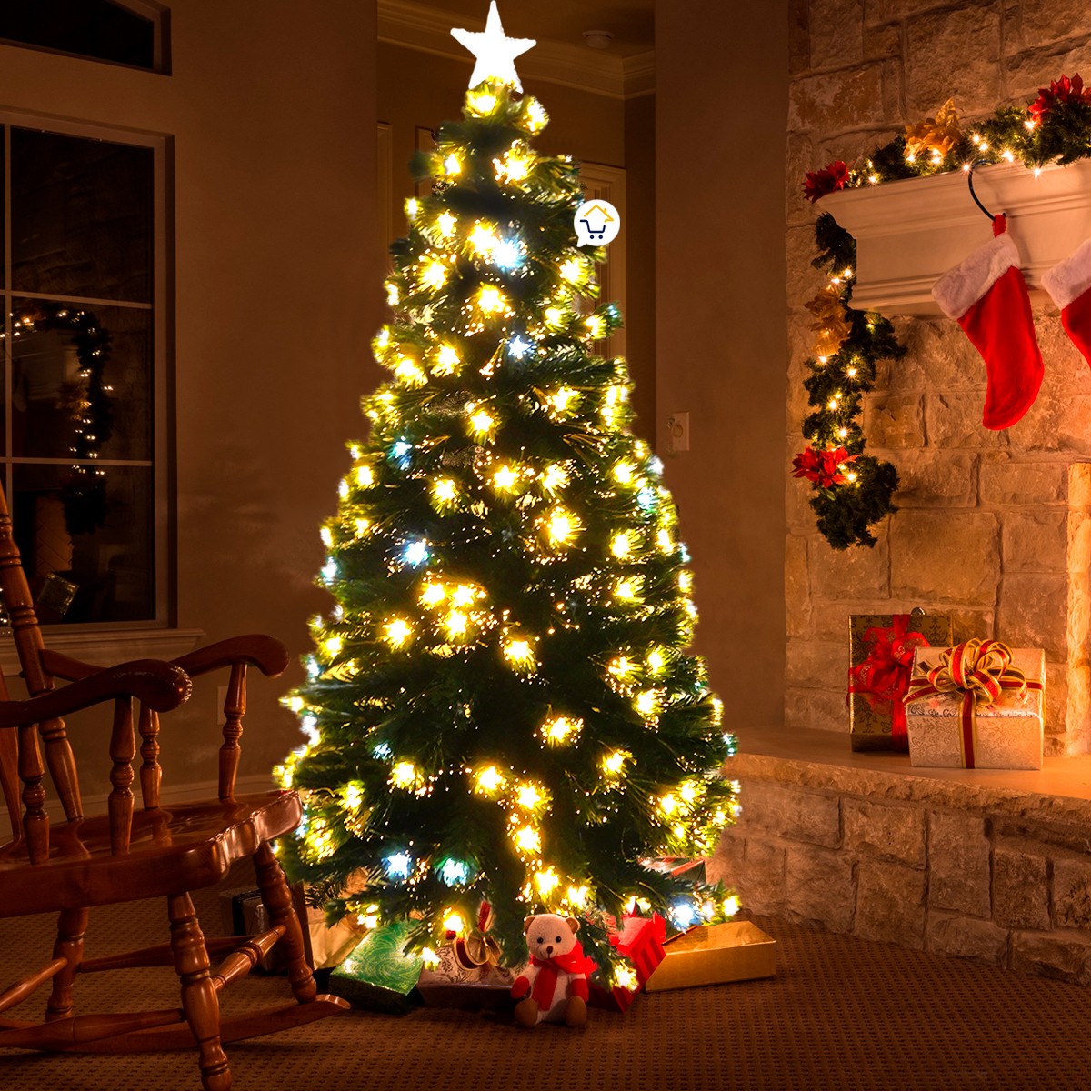 Árbol Navidad Fibra Óptica 1.80 m Estrellas Tupido 2038-180
