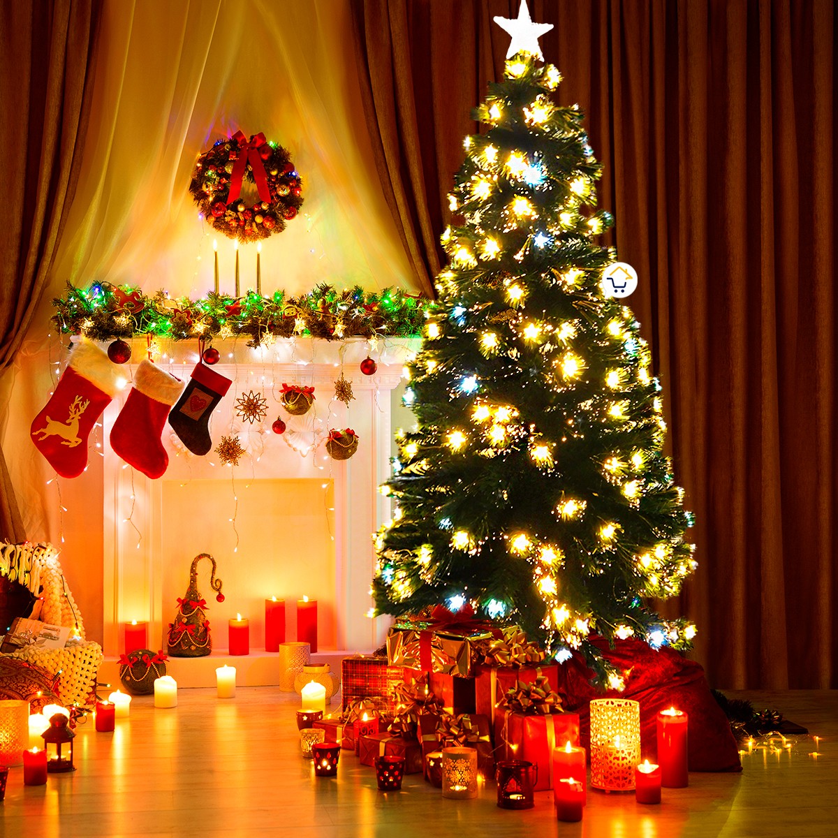 Árbol Navidad Fibra Óptica 2.10 m Estrellas Tupido 2038-210