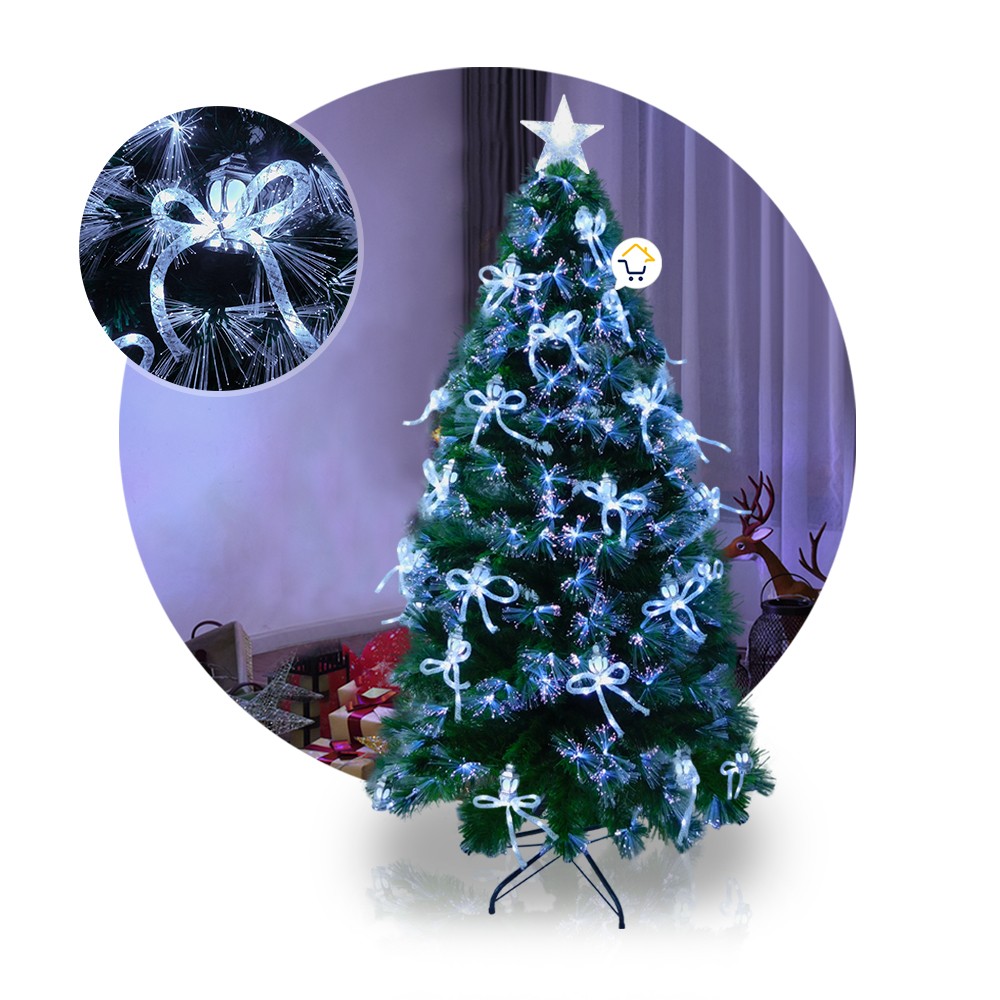 Árbol Navidad Fibra Óptica 1.80 M Moños Faroles Tupido 2090-180