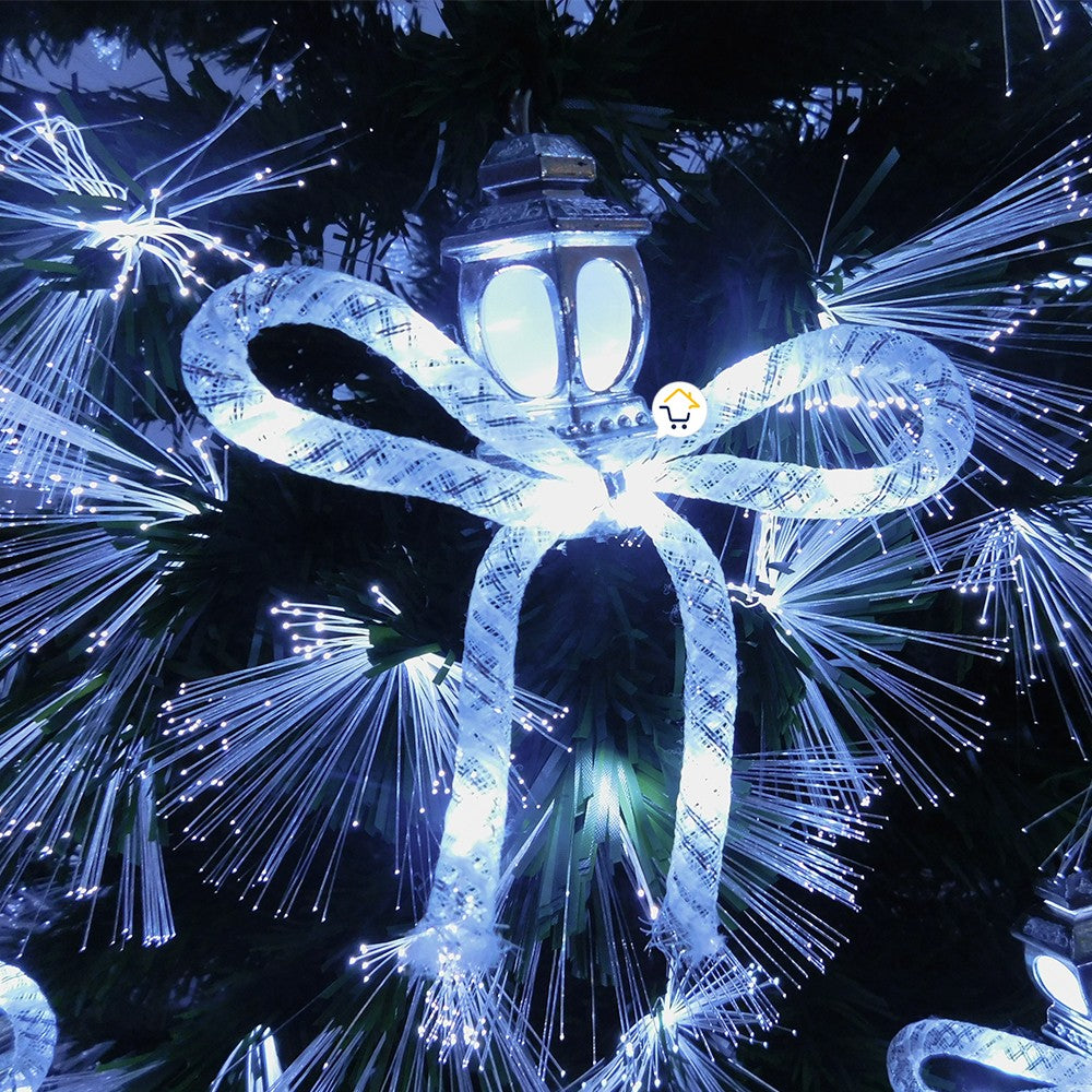 Árbol Navidad Fibra Óptica 2.10 M Moños Faroles Tupido 2090-210