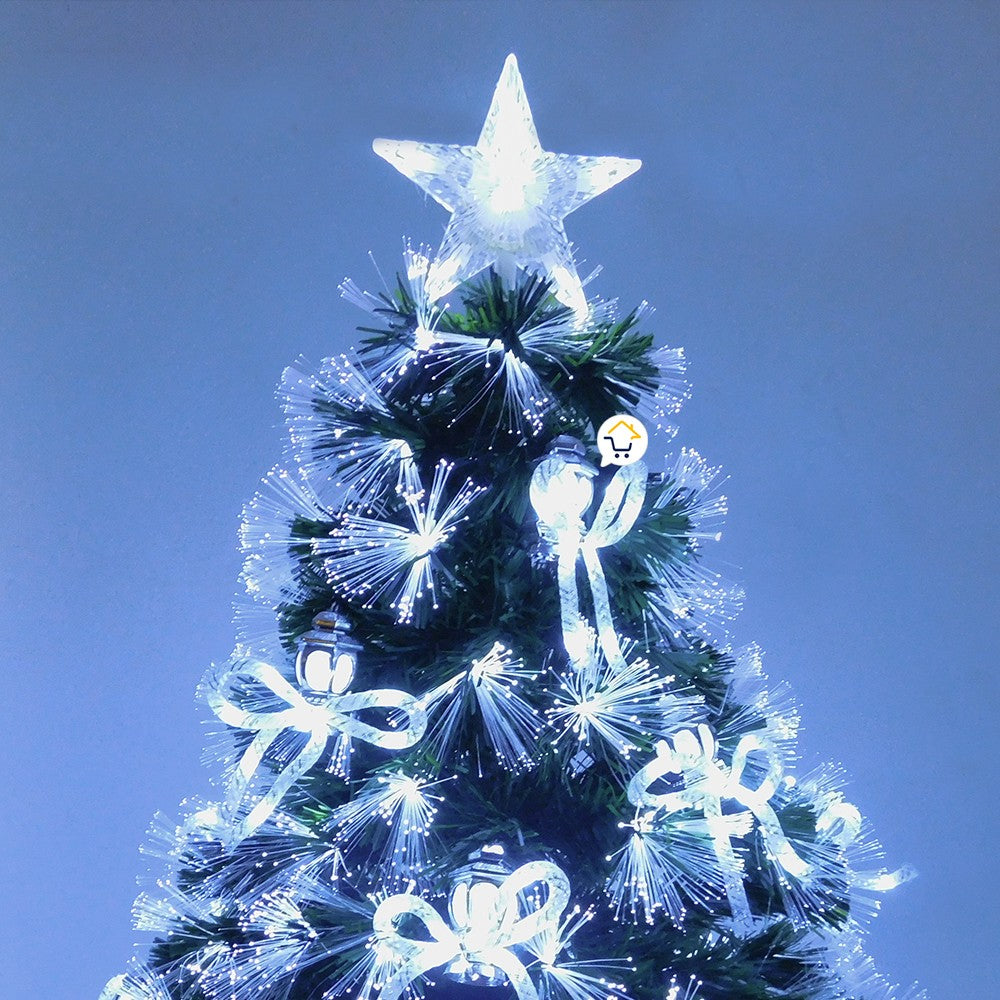 Árbol Navidad Fibra Óptica 2.10 M Moños Faroles Tupido 2090-210