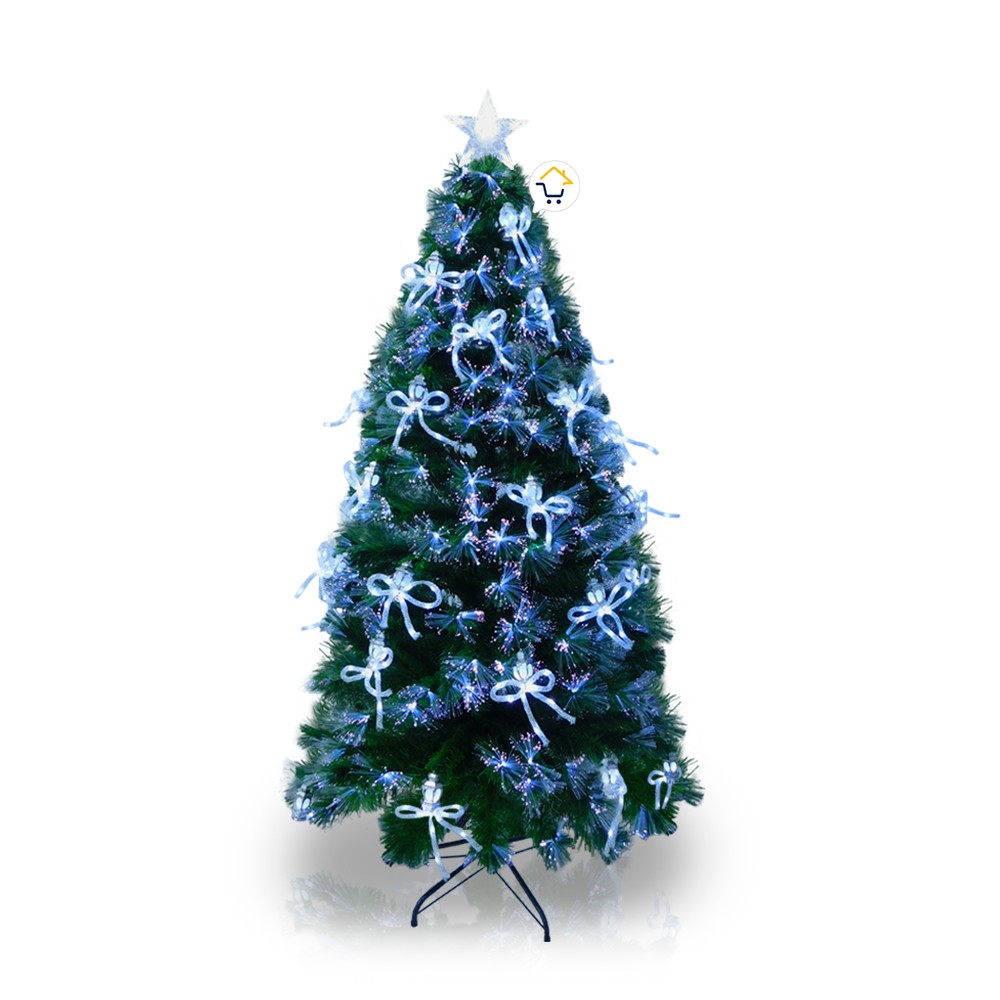 Árbol Navidad Fibra Óptica 2.10 M Moños Faroles Tupido 2090-210