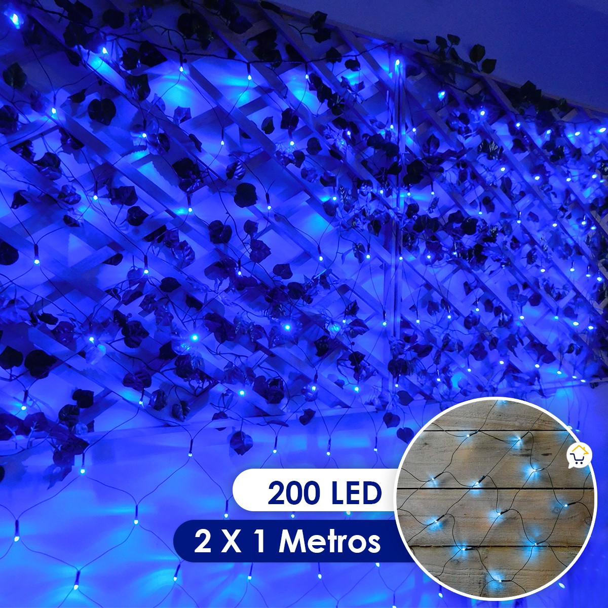 religión Para exponer Ficticio Luces Malla LED 200 Luces 2x1 M Luz Navidad Azul Cable Verde LCHB180AZ –  Cómpralo en casa