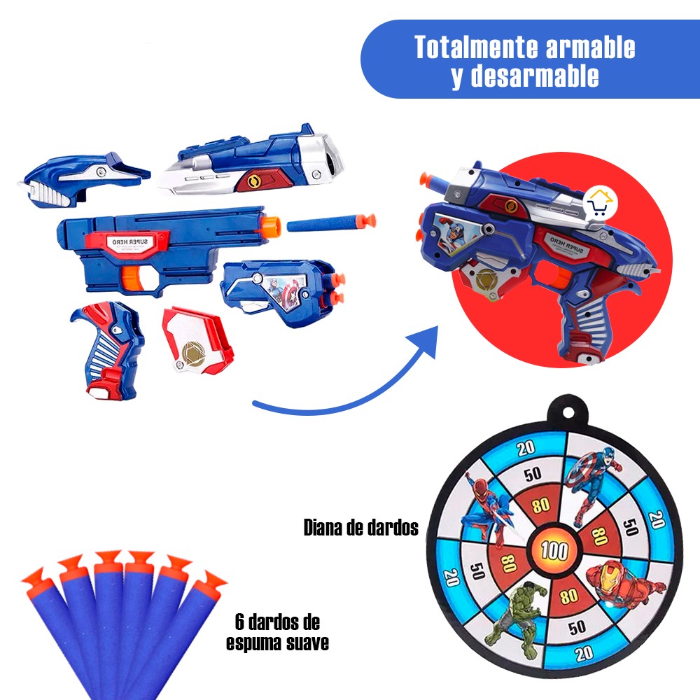Pistola Lanza Dardos Figura Superhéroe Diana Juguete Niño SB268B