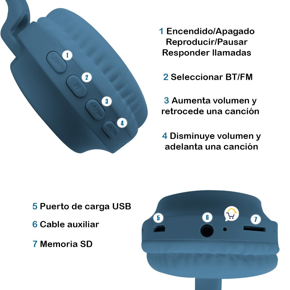 Audífonos Diadema Orejas Gato Bluetooth Luces Inalámbricos JR-028